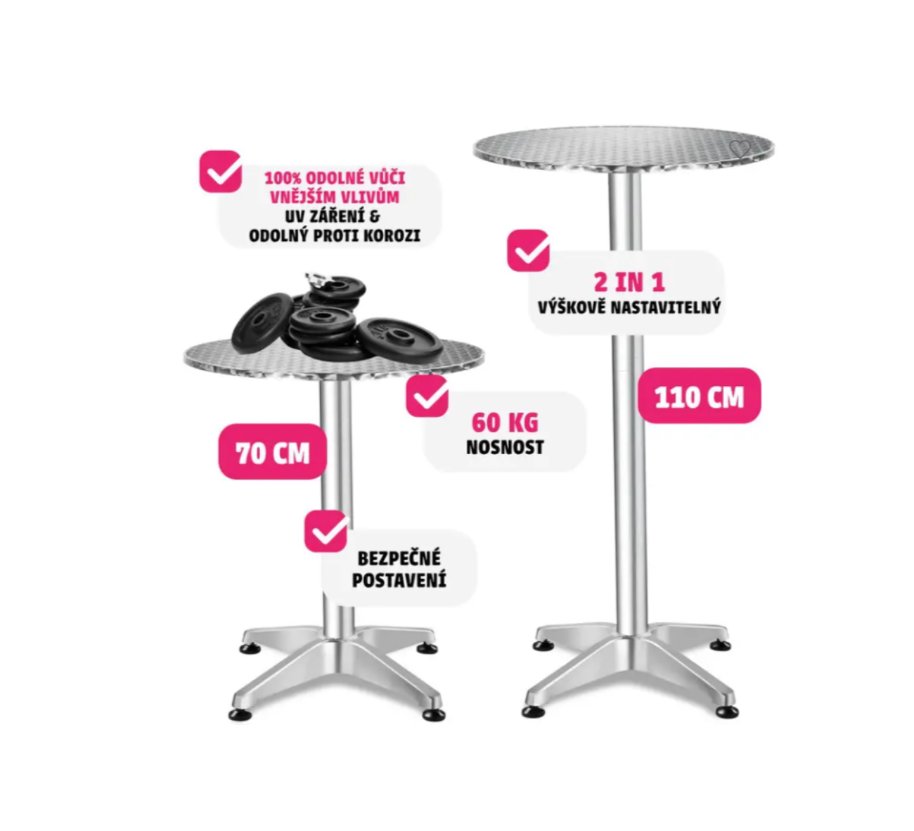 Hliníkový bistro stůl - Obrázek 3